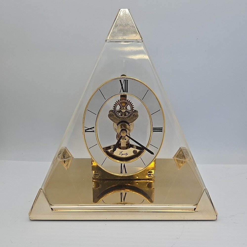 Howard Miller 621-262 Pyramid Golden Gear Clock Ticks Doesn't Keep Time